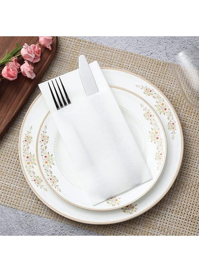 DUNISO 100-Piece Disposable Cloth Like Napkins, Built-in Flatware Pocket, Wedding Party Linen Feel White Napkin, Prefolded for Silverware for Weddings,Parties or Events - Image 5